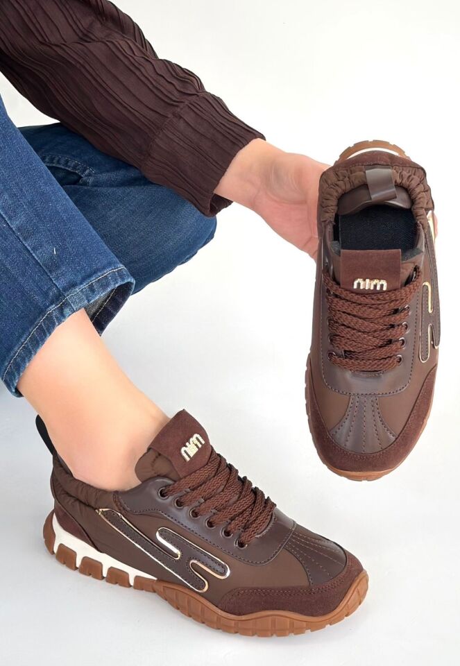 Huer Kahverengi Nubuk Bağcıklı Spor Ayakkabı