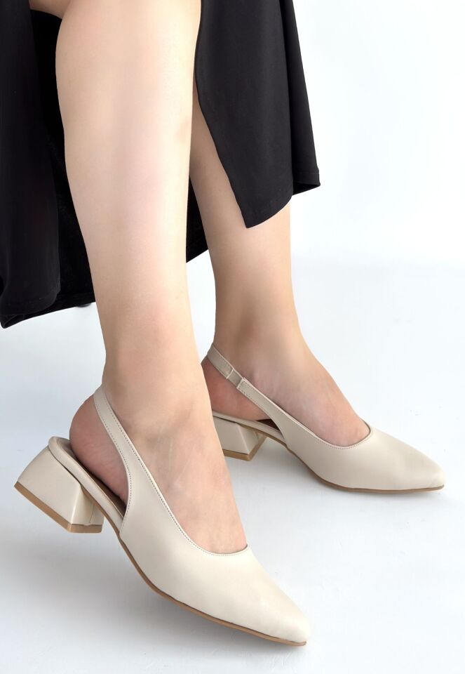 Evia Bej Cilt Topuklu Ayakkabı