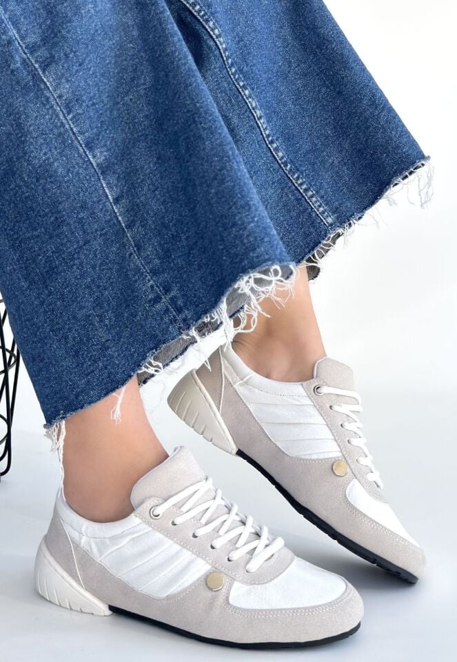 Jawen Gri Nubuk Beyaz Detaylı Spor Ayakkabı